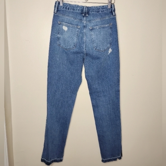 Good American Good Boy Slit Hem Jeans Size 6/28 High Rise Button Fly - Picture 7 of 10